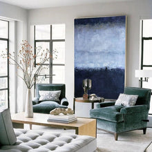 Load image into Gallery viewer, Deep Blue Gray Abstract Painting Oversized Contemporary Canvas Art Np018