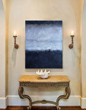 Load image into Gallery viewer, Deep Blue Gray Abstract Painting Oversized Contemporary Canvas Art Np018