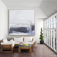 Load image into Gallery viewer, Gray Abstract Sky Painting Abstract Sea Painting Black White Art Qp082