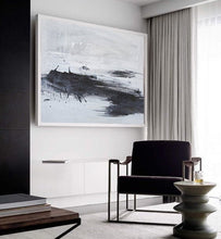 Load image into Gallery viewer, Black And White Modern Painting Palette Knife Abstract Art Ap029