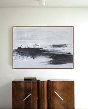 Load image into Gallery viewer, Black And White Modern Painting Palette Knife Abstract Art Ap029