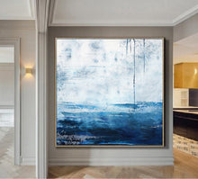 Load image into Gallery viewer, Blue White Sea Abstract Oil Painting Large Wall Sky Oil Painting Np036