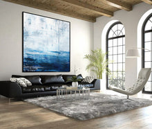 Load image into Gallery viewer, Blue White Sea Abstract Oil Painting Large Wall Sky Oil Painting Np036