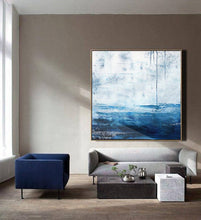 Load image into Gallery viewer, Blue White Sea Abstract Oil Painting Large Wall Sky Oil Painting Np036