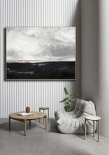 Load image into Gallery viewer, Black White Painting Large Abstract Painting Horizontal Wall Art Ap030