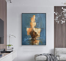Load image into Gallery viewer, Affordable Large Wall Art Sailing Oil Painting by Hand Gp031