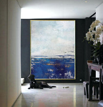 Load image into Gallery viewer, Blue And White Abstract Painting Large Abstract Sky Painting on Canvas Dp101