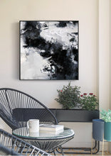 Load image into Gallery viewer, Black White Painting Large Abstract Painting Horizontal Wall Art Qp091