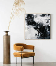 Load image into Gallery viewer, Black White Painting Large Abstract Painting Horizontal Wall Art Qp091