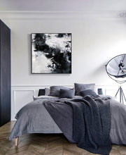 Load image into Gallery viewer, Black White Painting Large Abstract Painting Horizontal Wall Art Qp091