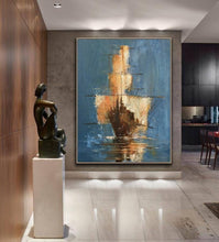Load image into Gallery viewer, Affordable Large Wall Art Sailing Oil Painting by Hand Gp031