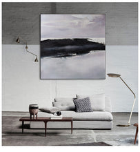 Load image into Gallery viewer, Black and White Abstract Painting Large Original Minimalist Art Ap036