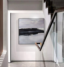 Load image into Gallery viewer, Black and White Abstract Painting Large Original Minimalist Art Ap036