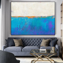 Load image into Gallery viewer, Blue Seascape Skyline Painting Big Painting for Living Room Np047