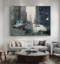 Load image into Gallery viewer, Winter Cityscape Art Urban Wall Art Street Winter Painting Ap035
