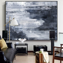 Load image into Gallery viewer, Black And White Painting Horizontal Wall Art Ap041