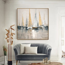 Load image into Gallery viewer, Large Sailboat Party Oil Painting Large Wall Decor for Living Room Gp030