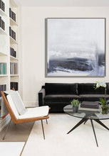 Load image into Gallery viewer, Gray Abstract Sky Painting Abstract Sea Painting Black White Art Qp082