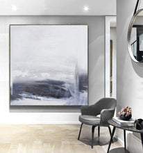 Load image into Gallery viewer, Gray Abstract Sky Painting Abstract Sea Painting Black White Art Qp082