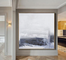 Load image into Gallery viewer, Gray Abstract Sky Painting Abstract Sea Painting Black White Art Qp082