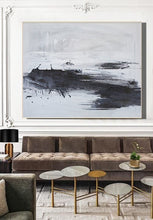 Load image into Gallery viewer, Black And White Modern Painting Palette Knife Abstract Art Ap029