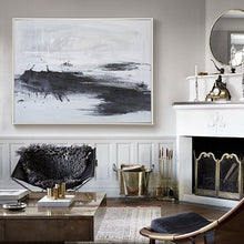 Load image into Gallery viewer, Black And White Modern Painting Palette Knife Abstract Art Ap029