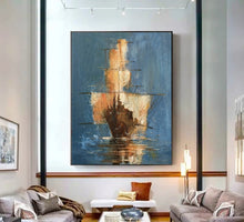 Load image into Gallery viewer, Affordable Large Wall Art Sailing Oil Painting by Hand Gp031