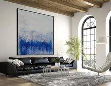 Load image into Gallery viewer, Blue Abstract Art Gray White Abstract Painting Contemporary Art Dp134