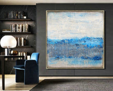 Load image into Gallery viewer, Blue White Abstract Painting Sea Level Abstract Oil Painting Np042