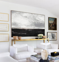 Load image into Gallery viewer, Black White Painting Large Abstract Painting Horizontal Wall Art Ap030