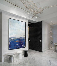 Load image into Gallery viewer, Blue And White Abstract Painting Large Abstract Sky Painting on Canvas Dp101