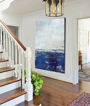 Load image into Gallery viewer, Blue And White Abstract Painting Large Abstract Sky Painting on Canvas Dp101