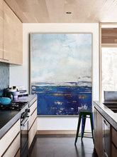 Load image into Gallery viewer, Blue And White Abstract Painting Large Abstract Sky Painting on Canvas Dp101