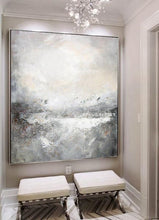 Load image into Gallery viewer, Ocean Painting Sea Landscape Painting Gray Abstract Painting Qp096