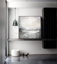 Load image into Gallery viewer, Ocean Painting Sea Landscape Painting Gray Abstract Painting Qp096