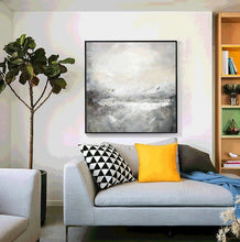 Load image into Gallery viewer, Ocean Painting Sea Landscape Painting Gray Abstract Painting Qp096