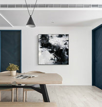 Load image into Gallery viewer, Black White Painting Large Abstract Painting Horizontal Wall Art Qp091