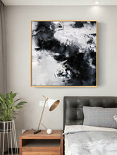 Load image into Gallery viewer, Black White Painting Large Abstract Painting Horizontal Wall Art Qp091