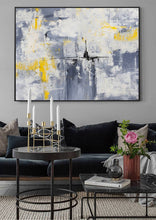 Load image into Gallery viewer, Grey White Yellow Abstract Painting Original Texture Art Ap033