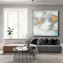 Load image into Gallery viewer, White Gold Abstract Art Oil Painting On Canvas Office Decor Dp097