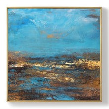 Load image into Gallery viewer, Brown Abstract Oil Painting Deep Blue Sky And Beach Abstract Art Dp102