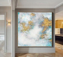 Load image into Gallery viewer, White Gold Abstract Art Oil Painting On Canvas Office Decor Dp097
