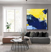 Load image into Gallery viewer, Blue Yellow Abstract Painting Large Canvas Art Work Np045