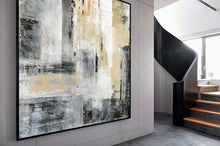 Load image into Gallery viewer, City Skyline Gold Art,Black White Painting,Large Original Abstract Art Qp092