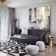 Load image into Gallery viewer, City Skyline Gold Art,Black White Painting,Large Original Abstract Art Qp092
