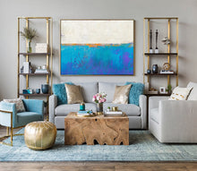 Load image into Gallery viewer, Blue Seascape Skyline Painting Big Painting for Living Room Np047