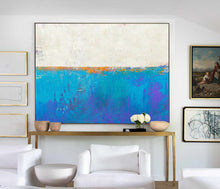 Load image into Gallery viewer, Blue Seascape Skyline Painting Big Painting for Living Room Np047