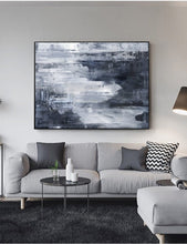 Load image into Gallery viewer, Black And White Painting Horizontal Wall Art Ap041