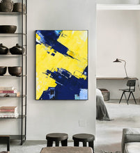 Load image into Gallery viewer, Yellow Bule Texture Palette Abstract Oil Painting On Canvas Np043
