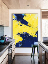 Load image into Gallery viewer, Yellow Bule Texture Palette Abstract Oil Painting On Canvas Np043